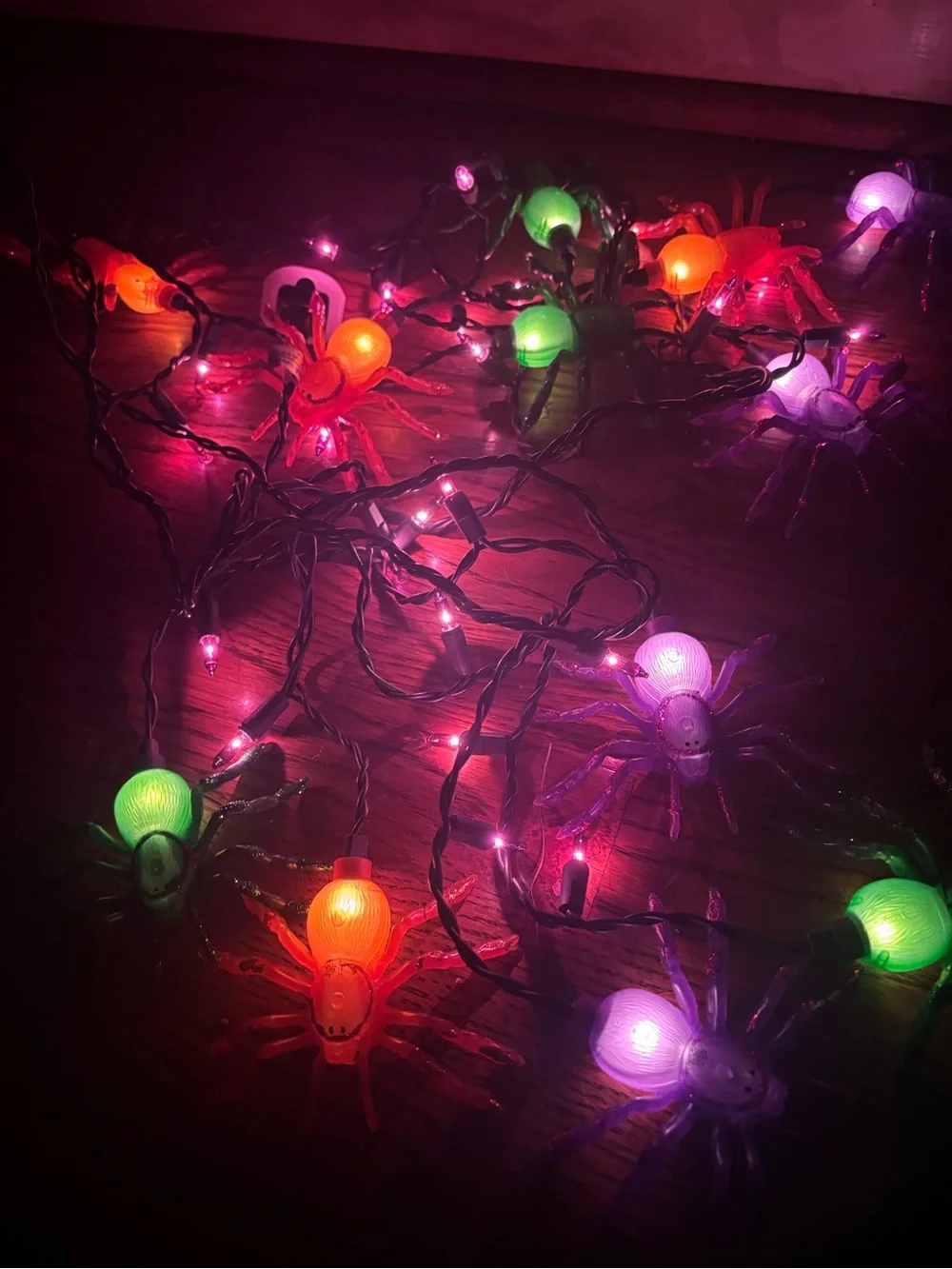 Halloween Tarantula Spider String Lights - Purple, Orange, Green Unused No Box